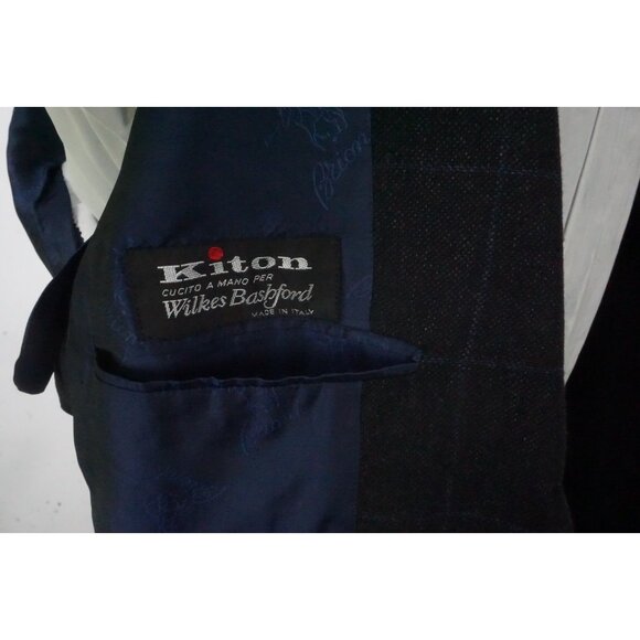 Kiton Cashmere Blend Charcoal Purple Windowpane Plaid Sport Coat Jacket 43 - Picture 7 of 7